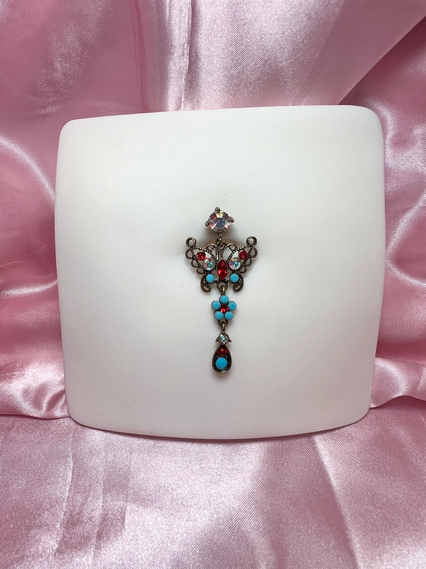 Colorful butterfly belly ring
