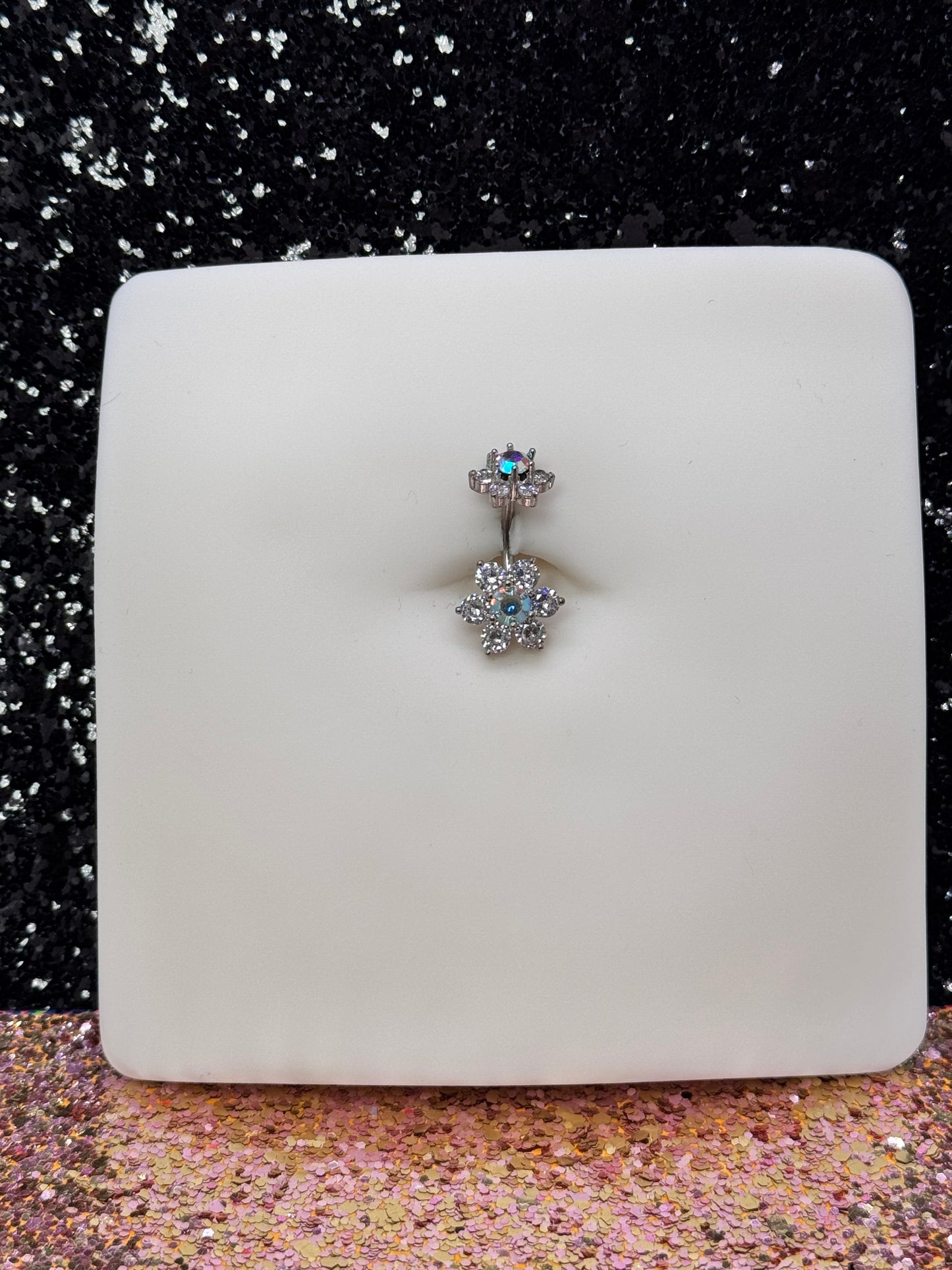 Flower titanium belly ring