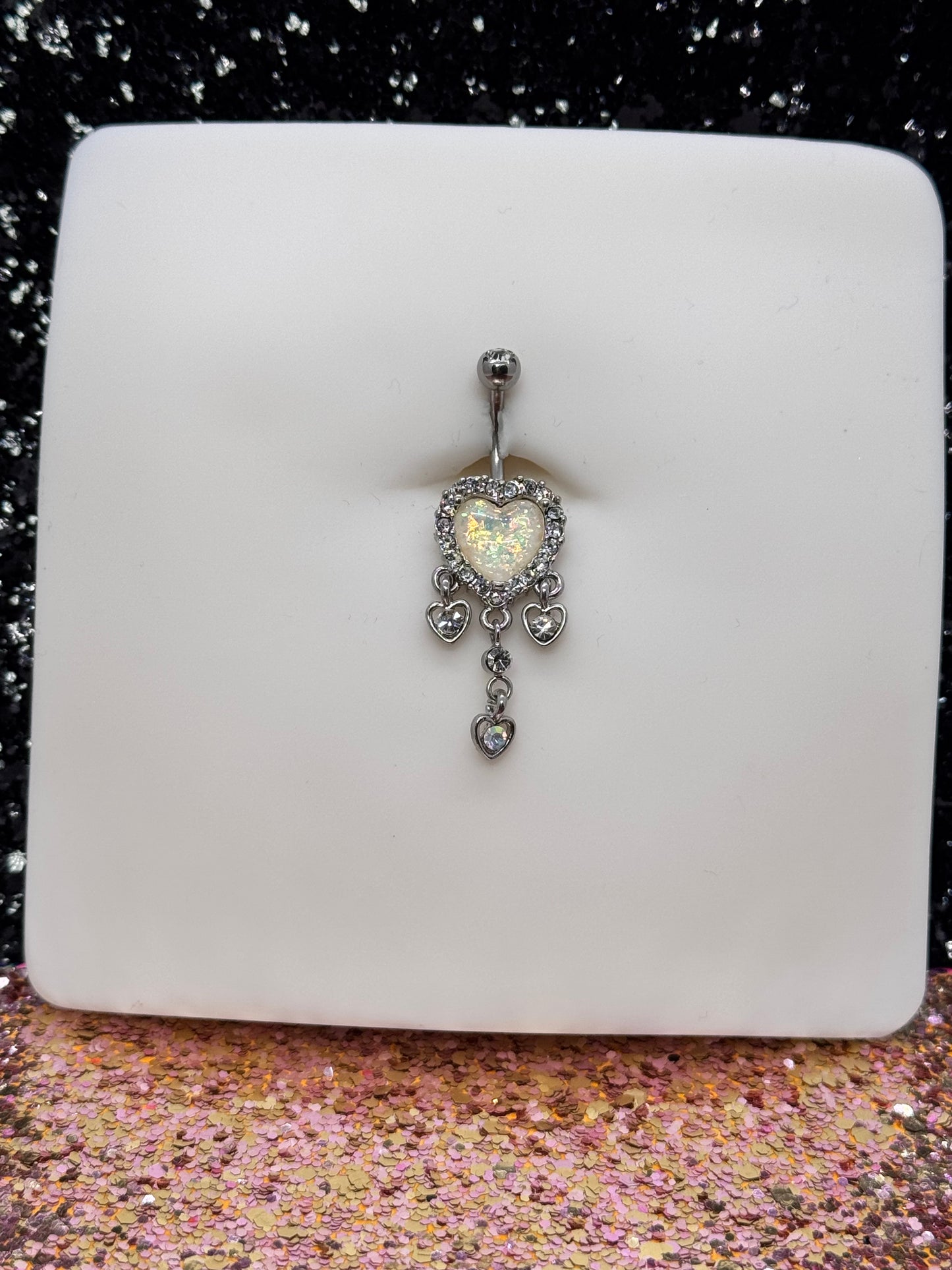 Rosa heart belly ring