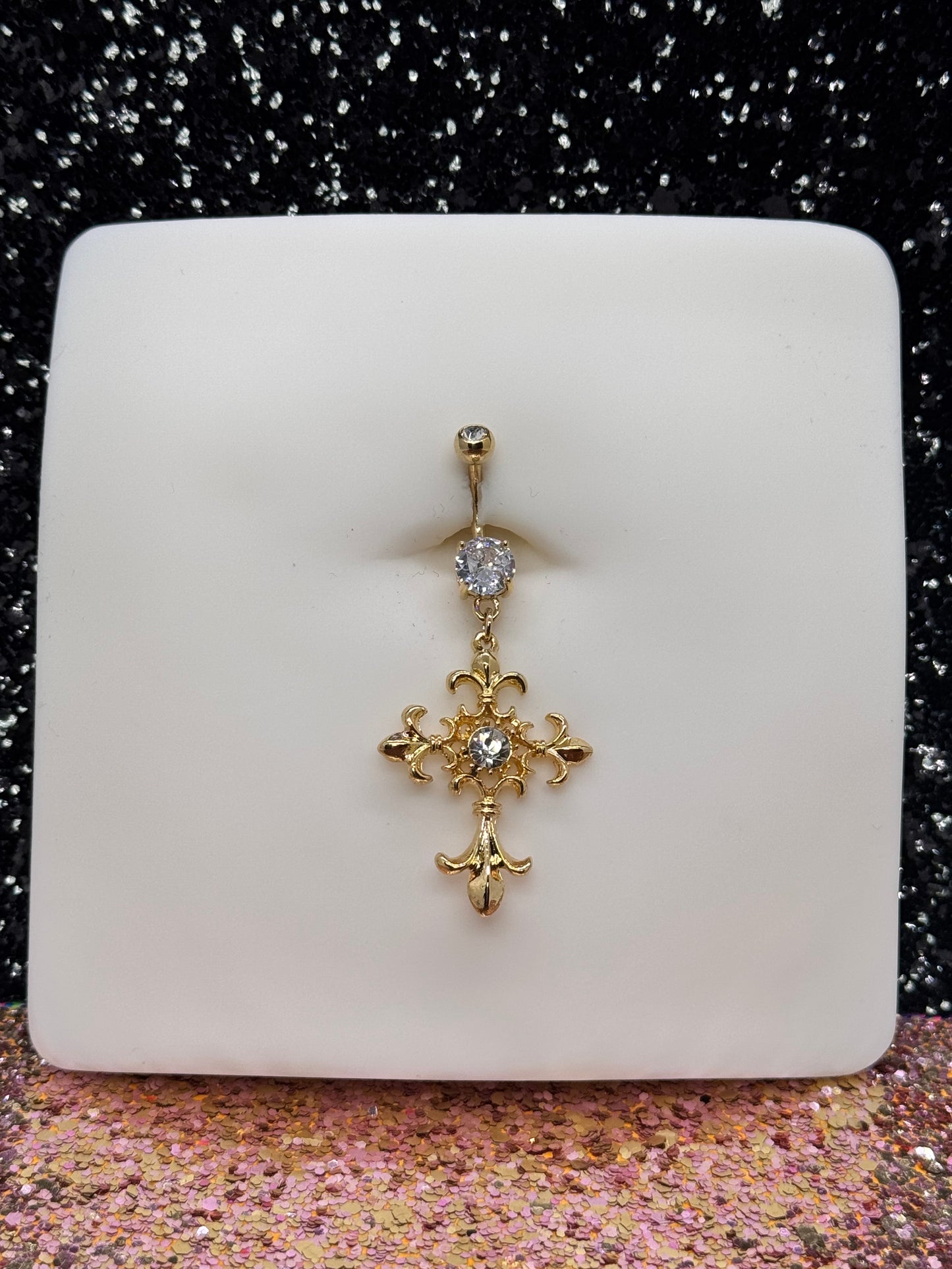 Saint cross belly ring
