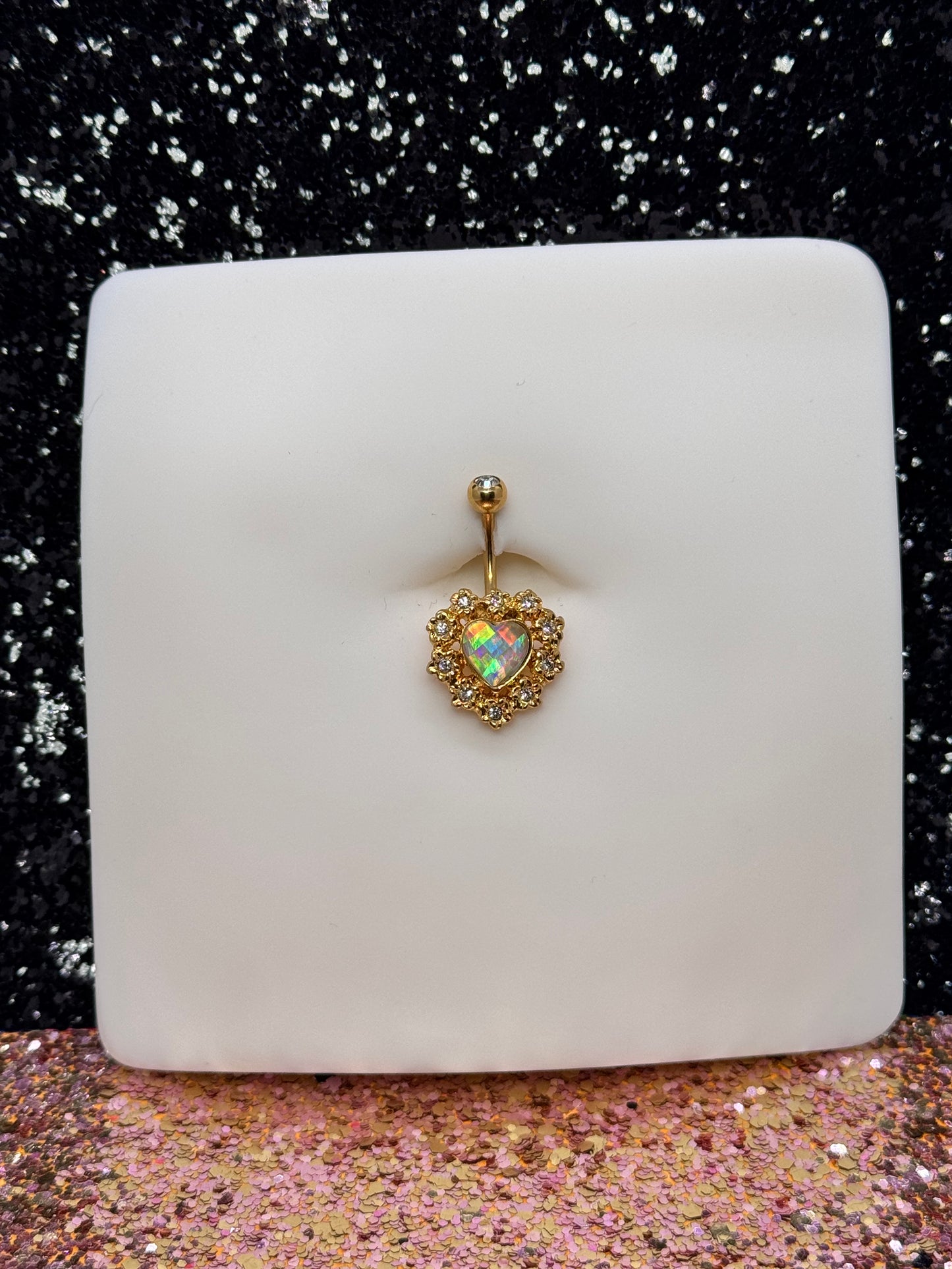 Halo heart belly ring