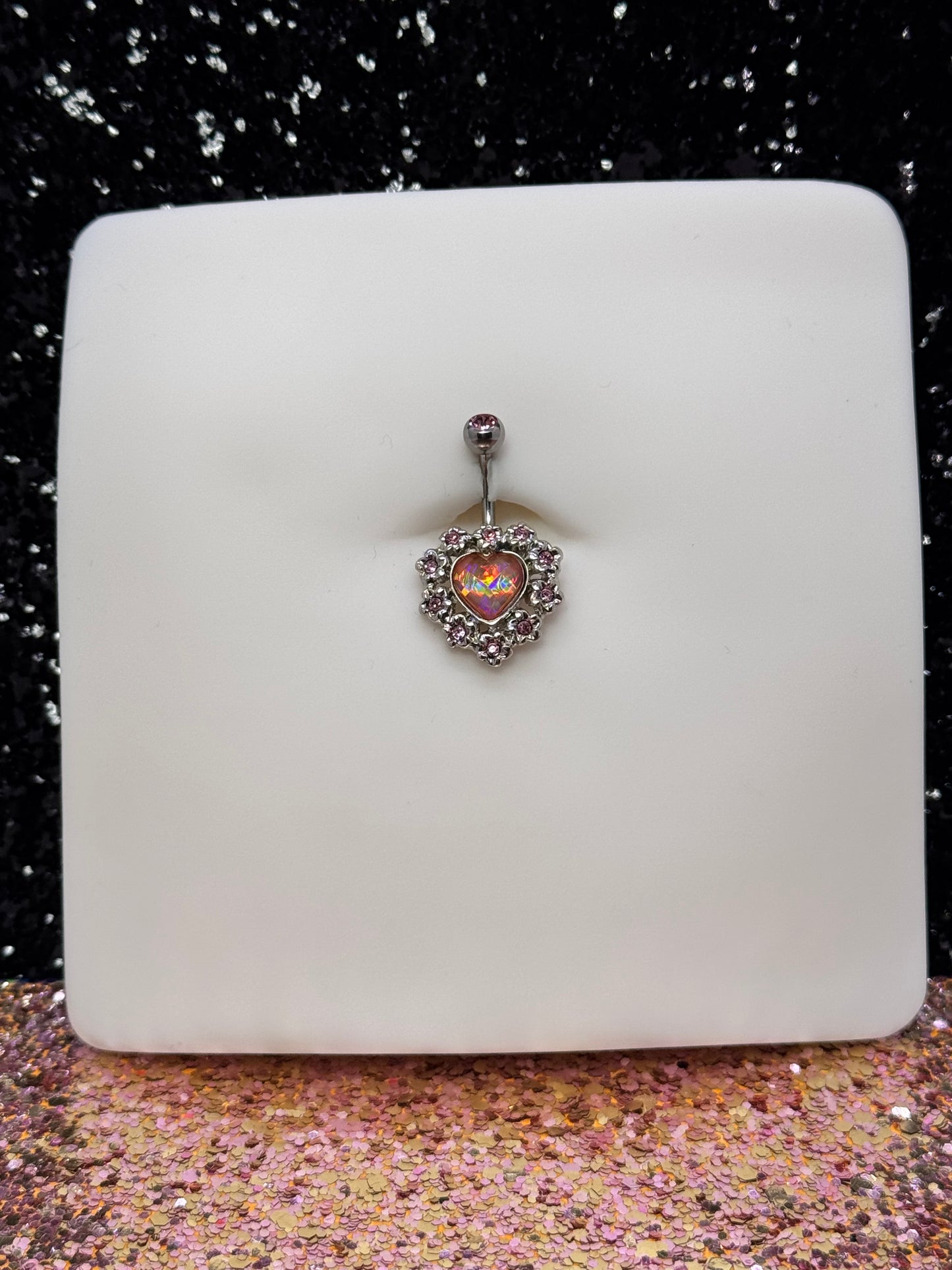 Halo heart belly ring