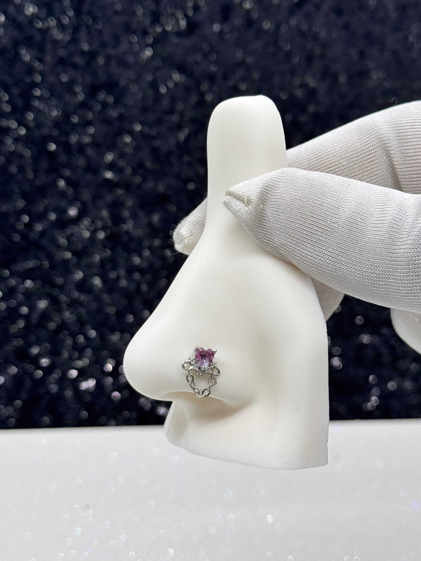 Heart chain nose ring